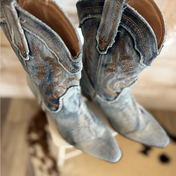 Denim Western Cowboy Boots - Picture 7 of 7